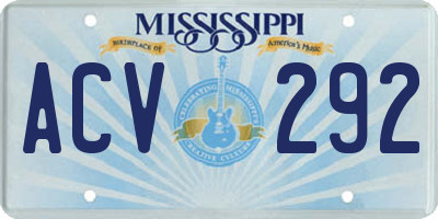 MS license plate ACV292