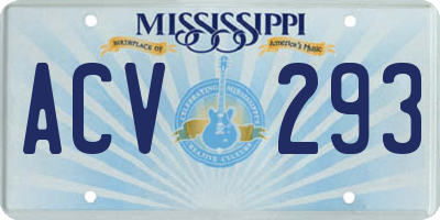 MS license plate ACV293
