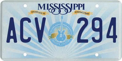 MS license plate ACV294