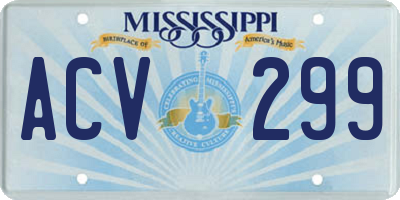 MS license plate ACV299