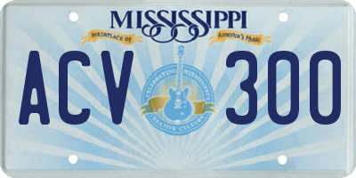 MS license plate ACV300