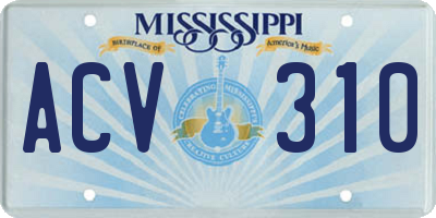 MS license plate ACV310