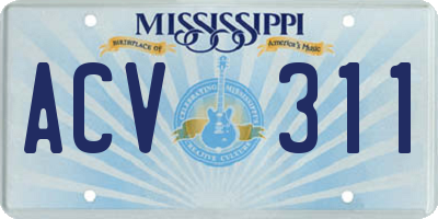 MS license plate ACV311