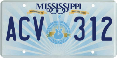 MS license plate ACV312