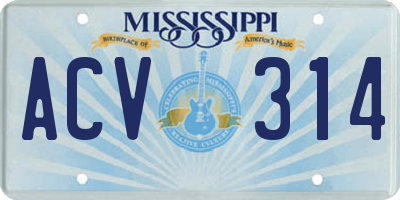 MS license plate ACV314