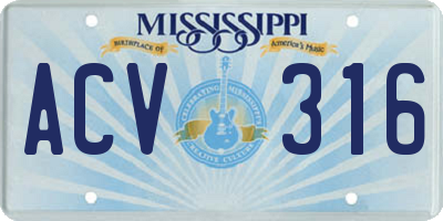 MS license plate ACV316