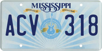 MS license plate ACV318