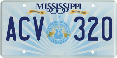 MS license plate ACV320
