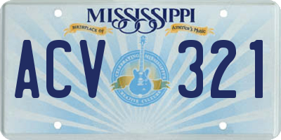 MS license plate ACV321