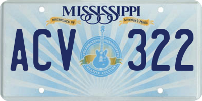 MS license plate ACV322