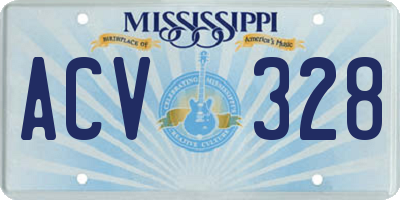 MS license plate ACV328