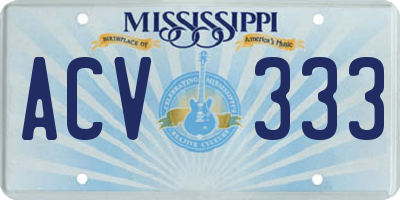 MS license plate ACV333