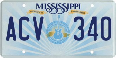 MS license plate ACV340