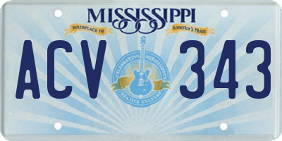 MS license plate ACV343