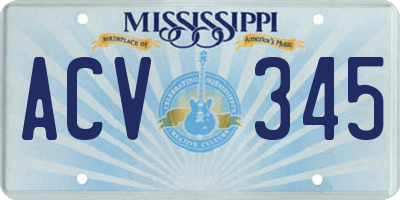 MS license plate ACV345
