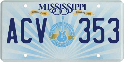 MS license plate ACV353
