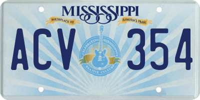 MS license plate ACV354
