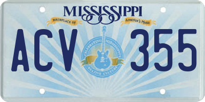 MS license plate ACV355