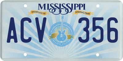 MS license plate ACV356