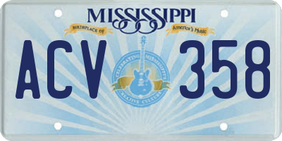 MS license plate ACV358