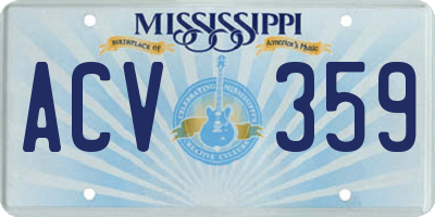 MS license plate ACV359