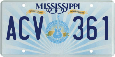 MS license plate ACV361