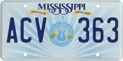 MS license plate ACV363