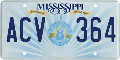 MS license plate ACV364