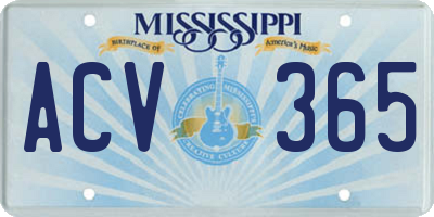 MS license plate ACV365