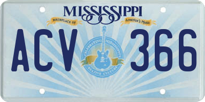 MS license plate ACV366