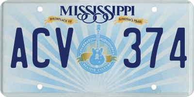 MS license plate ACV374