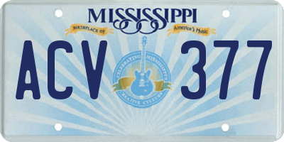 MS license plate ACV377