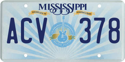 MS license plate ACV378