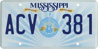 MS license plate ACV381
