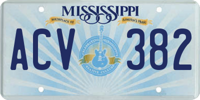 MS license plate ACV382