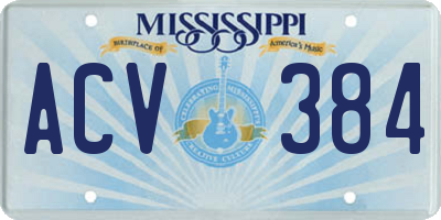 MS license plate ACV384