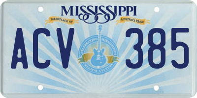 MS license plate ACV385