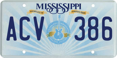 MS license plate ACV386