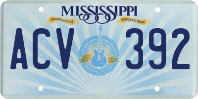 MS license plate ACV392