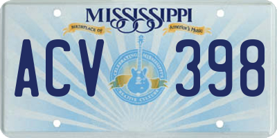 MS license plate ACV398