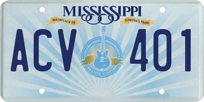 MS license plate ACV401