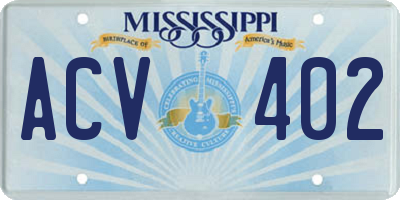 MS license plate ACV402
