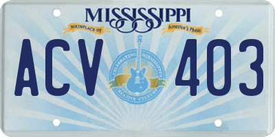 MS license plate ACV403