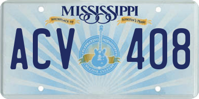 MS license plate ACV408