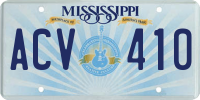 MS license plate ACV410