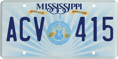 MS license plate ACV415