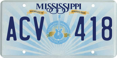 MS license plate ACV418