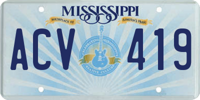 MS license plate ACV419