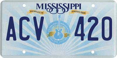 MS license plate ACV420