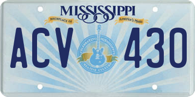 MS license plate ACV430